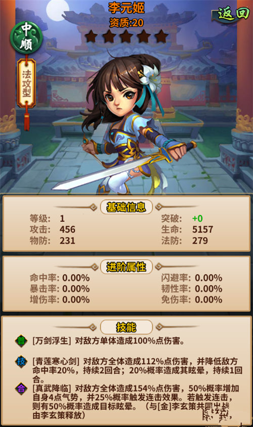 雪刀群侠传李元姬技能及缘分天赋讲解[图]