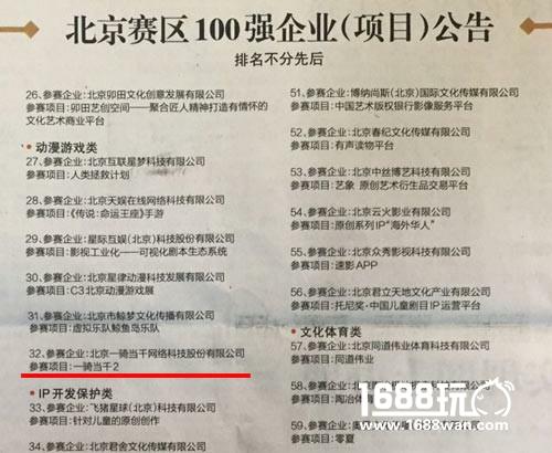 北京文创大赛授牌一骑当千位列百强[多图]