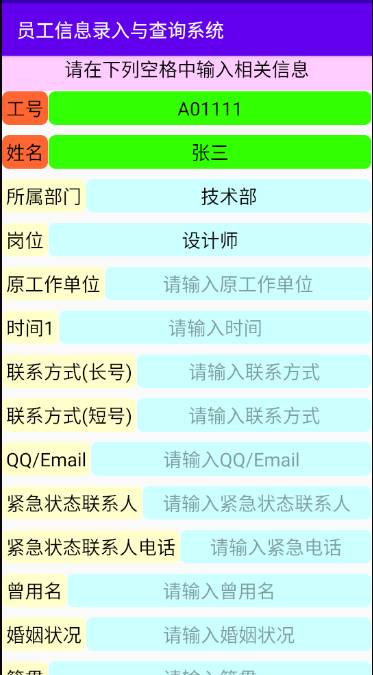 员工信息录入与查询系统app