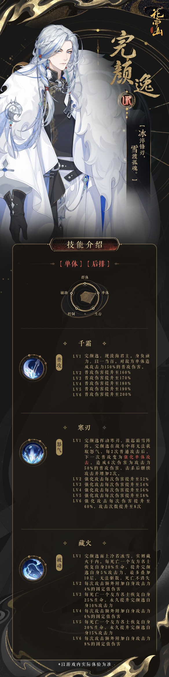 《花亦山心之月》完颜逸技能是什么 完颜逸技能介绍