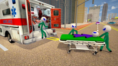 火柴人救护车驾驶游戏