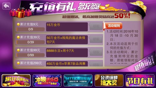 《遇悦德州扑克》充值大特惠，累积充值最高加赠50%[多图]