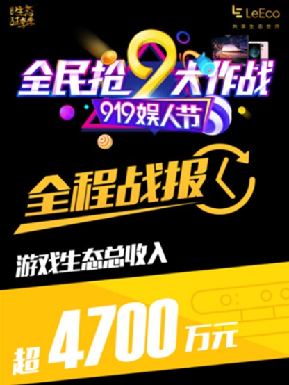 游戏生态收入突破4700万 复盘乐视互娱919之役[多图]