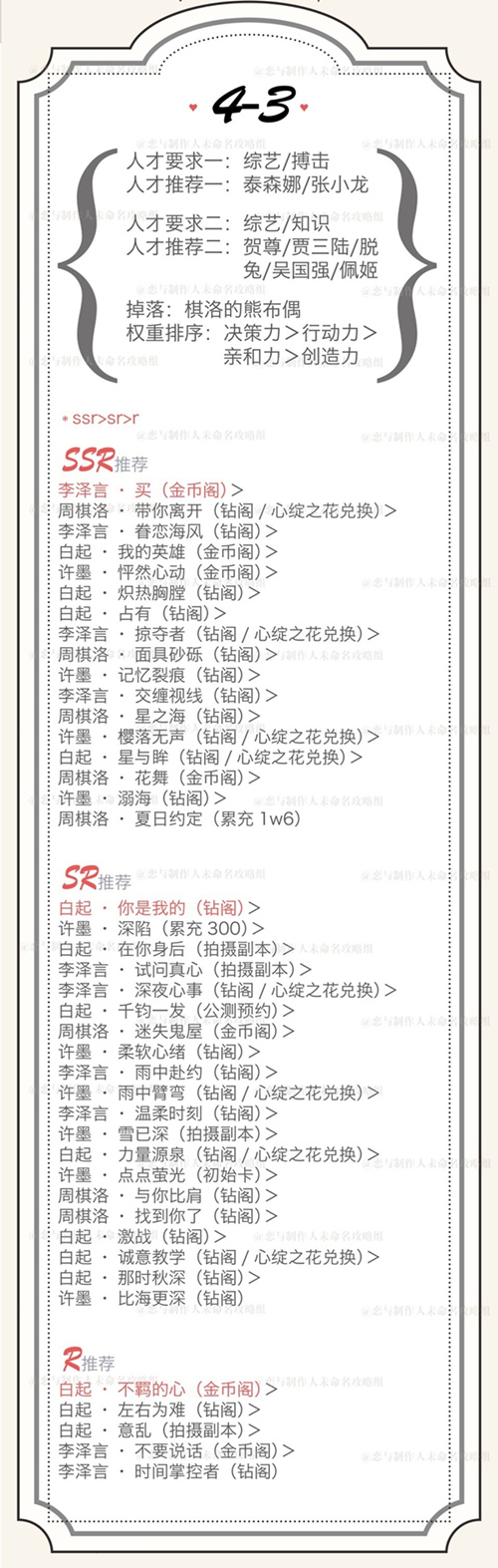 恋与制作人精英4-3高分攻略[图]
